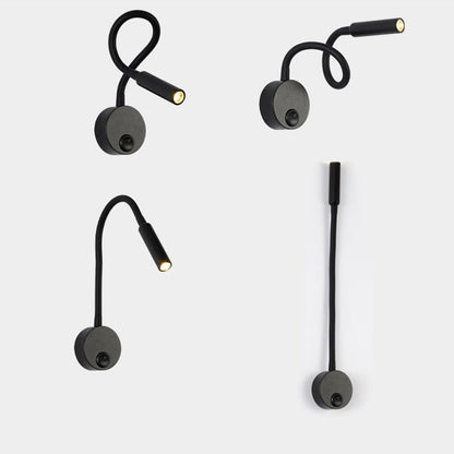 Skorter | Modern minimalistisk järnrund flexibel böjd LED-läslampa vägglampa för sovrum 