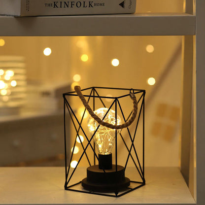 Skorter | Modern Minimalist Vertical Striped Square Round Iron LED Table Lamp For Living Room