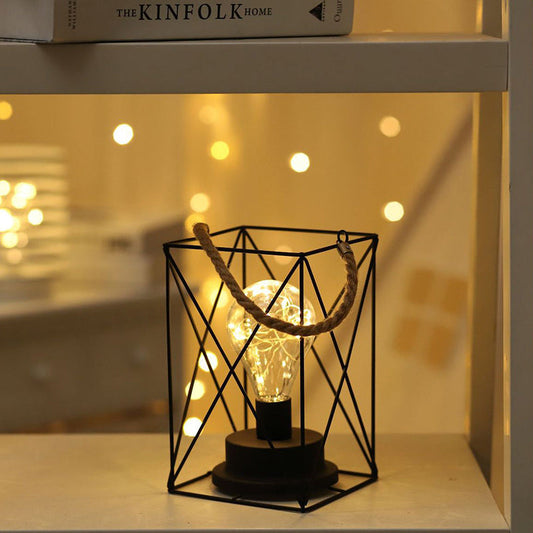 Skorter | Modern Minimalist Vertical Striped Square Round Iron LED Table Lamp For Living Room