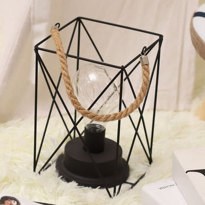 Skorter | Modern Minimalist Vertical Striped Square Round Iron LED Table Lamp For Living Room