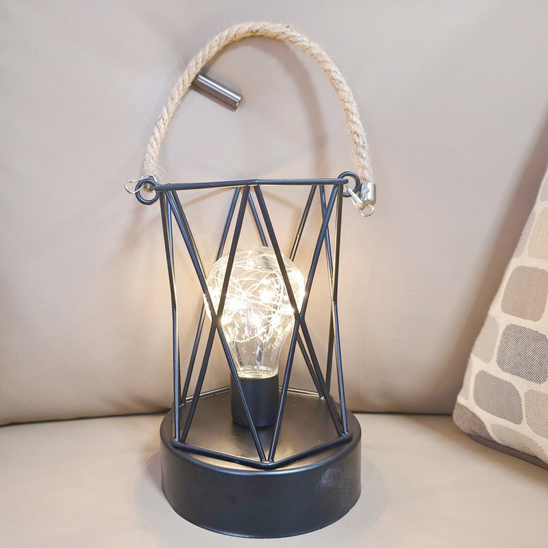 Skorter | Modern Minimalist Vertical Striped Square Round Iron LED Table Lamp For Living Room