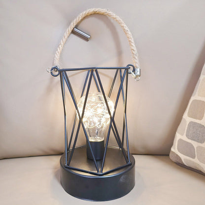 Skorter | Modern Minimalist Vertical Striped Square Round Iron LED Table Lamp For Living Room