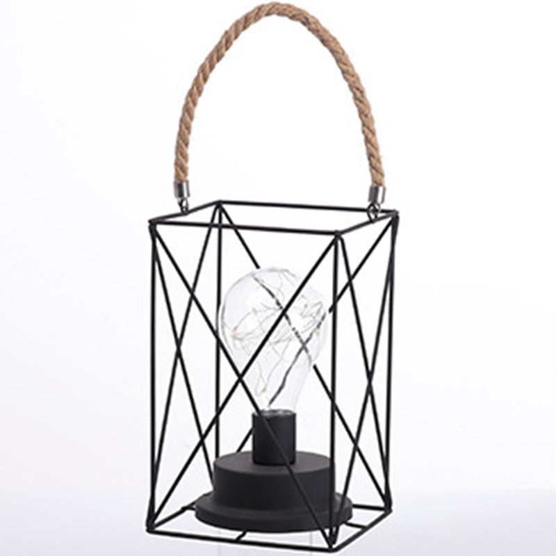 Skorter | Modern Minimalist Vertical Striped Square Round Iron LED Table Lamp For Living Room