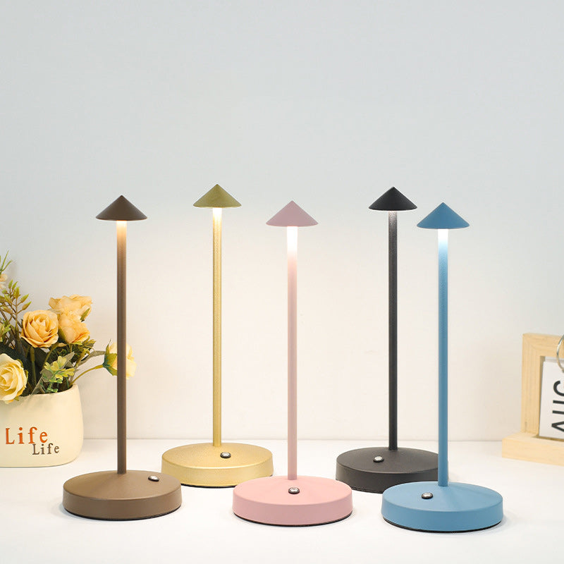 Skorter | Modern Simplicity Triangle Cone Round Acrylic Cylinder Iron LED Table Lamp for the Living Room