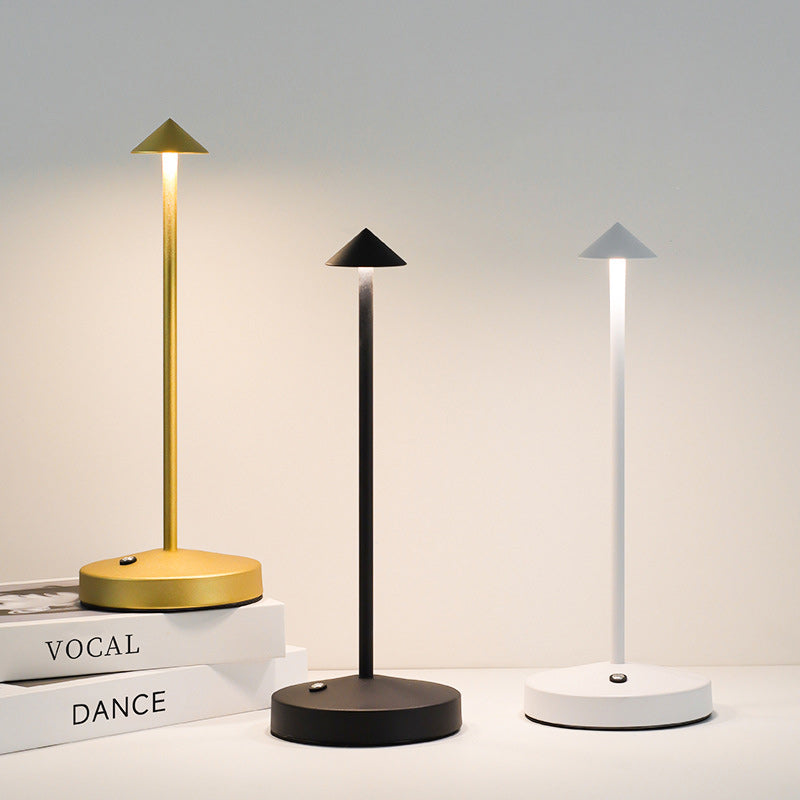 Skorter | Modern Simplicity Triangle Cone Round Acrylic Cylinder Iron LED Table Lamp for the Living Room