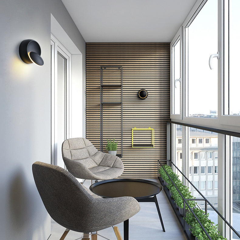 Skorter | Samtida nordisk järnrund Eclipse roterbar LED-vägglampa för nattduksbord 