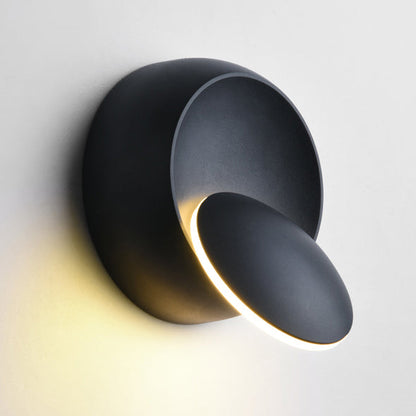 Skorter | Samtida nordisk järnrund Eclipse roterbar LED-vägglampa för nattduksbord 