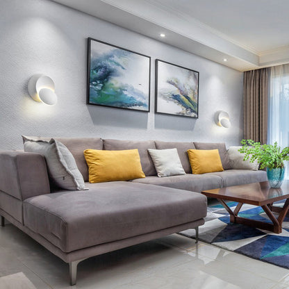 Skorter | Samtida nordisk järnrund Eclipse roterbar LED-vägglampa för nattduksbord 