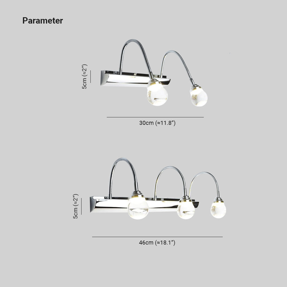 Skorter | Leigh Modern LED Wall Lamp White Living Room/Bathroom Metal Acrylic 2/3-Light