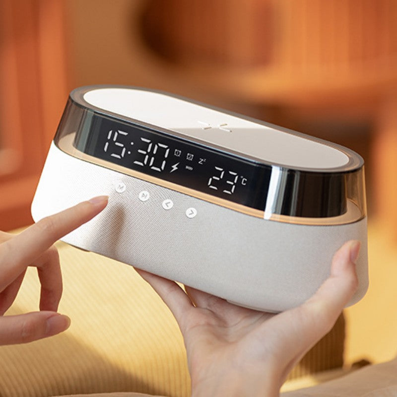 Skorter | Night Light Wireless Charging Alarm Clock Retro Bluetooth Speaker