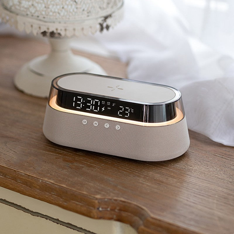 Skorter | Night Light Wireless Charging Alarm Clock Retro Bluetooth Speaker