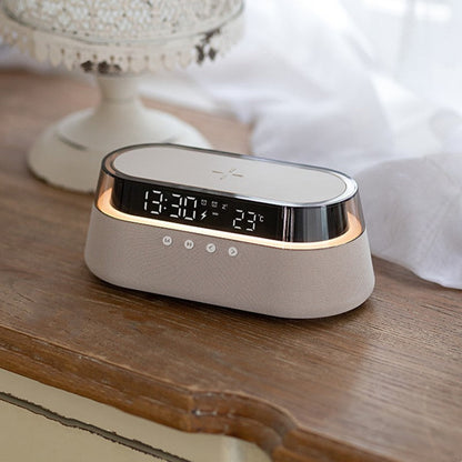 Skorter | Night Light Wireless Charging Alarm Clock Retro Bluetooth Speaker