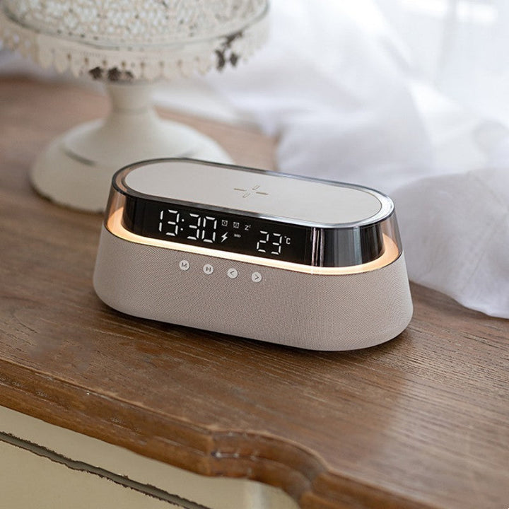Skorter | Night Light Wireless Charging Alarm Clock Retro Bluetooth Speaker