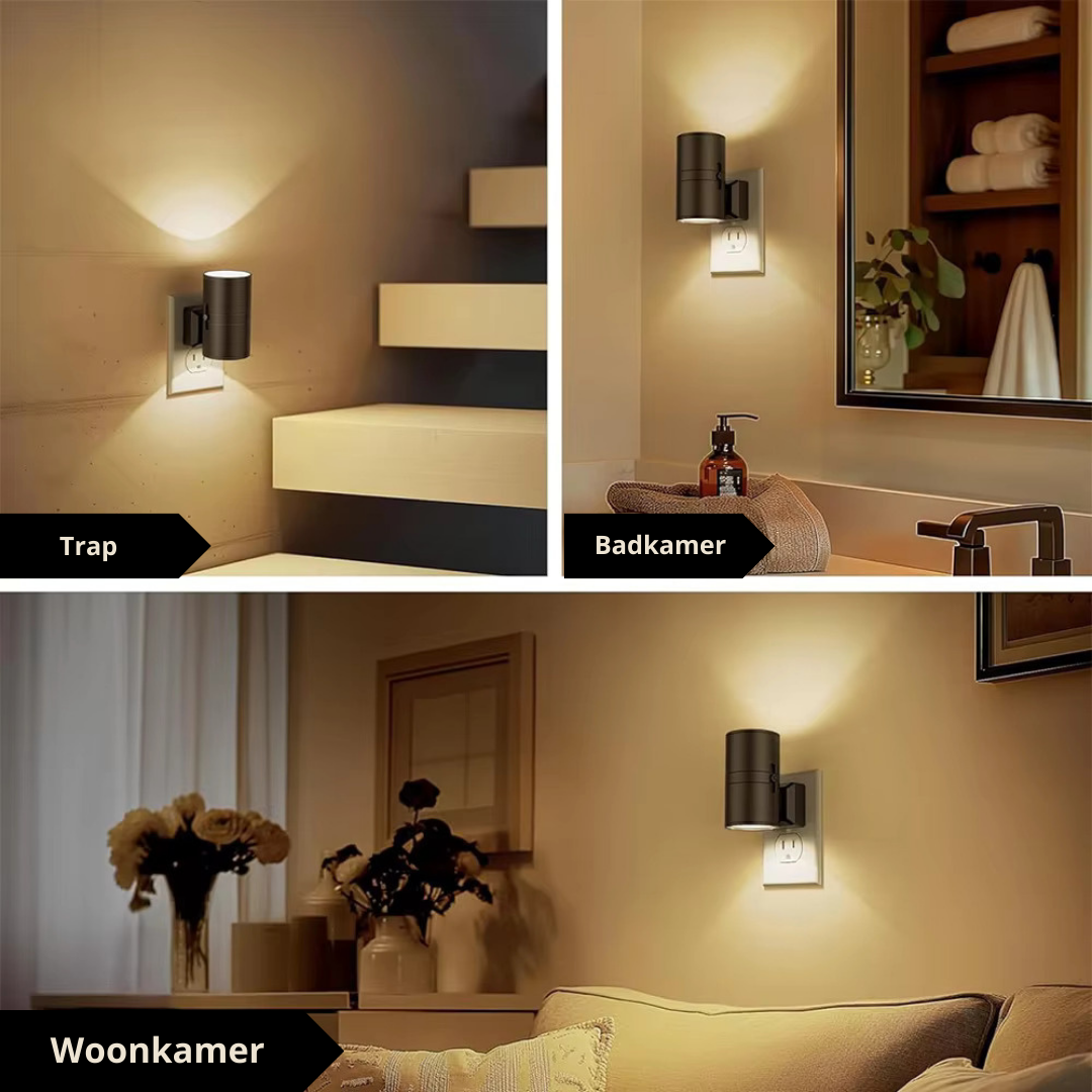 Skorter | Luxury Plug-In Ambient Night Light – Dimmable LED Wall Light with Sensor (3000K Warm Glow)