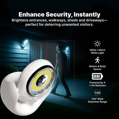 Skorter | Battery Operated Outdoor Security Light with Motion Sensor – Waterproof LED Light for Garden & Driveway | 450 Lumens