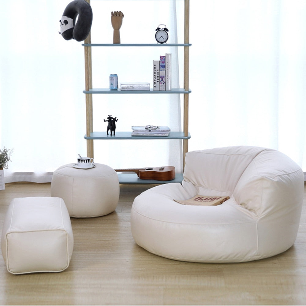 Skorter | Beanbag Sofa Set Cover No Filling Simple Lounge Chair Recliner Footrest Stool Floor Seat Corner Ottoman Tatami Pouf