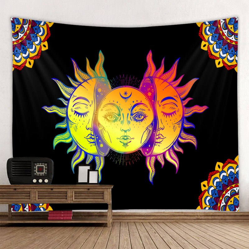 Skorter | Beautiful psychedelic face print large wall-mounted cheap hippie wall tapestry bohemian wall tapestry mandala wall art decoration