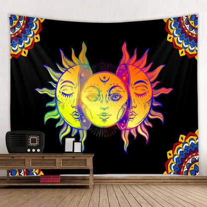 Skorter | Beautiful psychedelic face print large wall-mounted cheap hippie wall tapestry bohemian wall tapestry mandala wall art decoration
