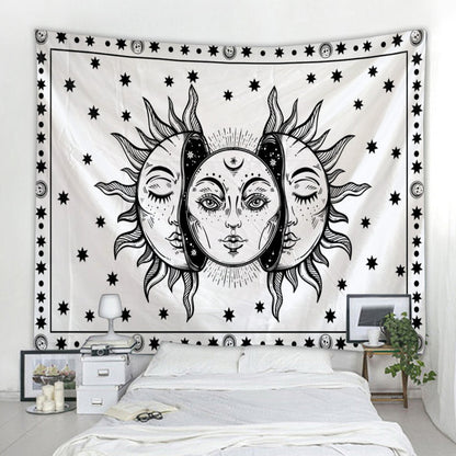 Skorter | Beautiful psychedelic face print large wall-mounted cheap hippie wall tapestry bohemian wall tapestry mandala wall art decoration