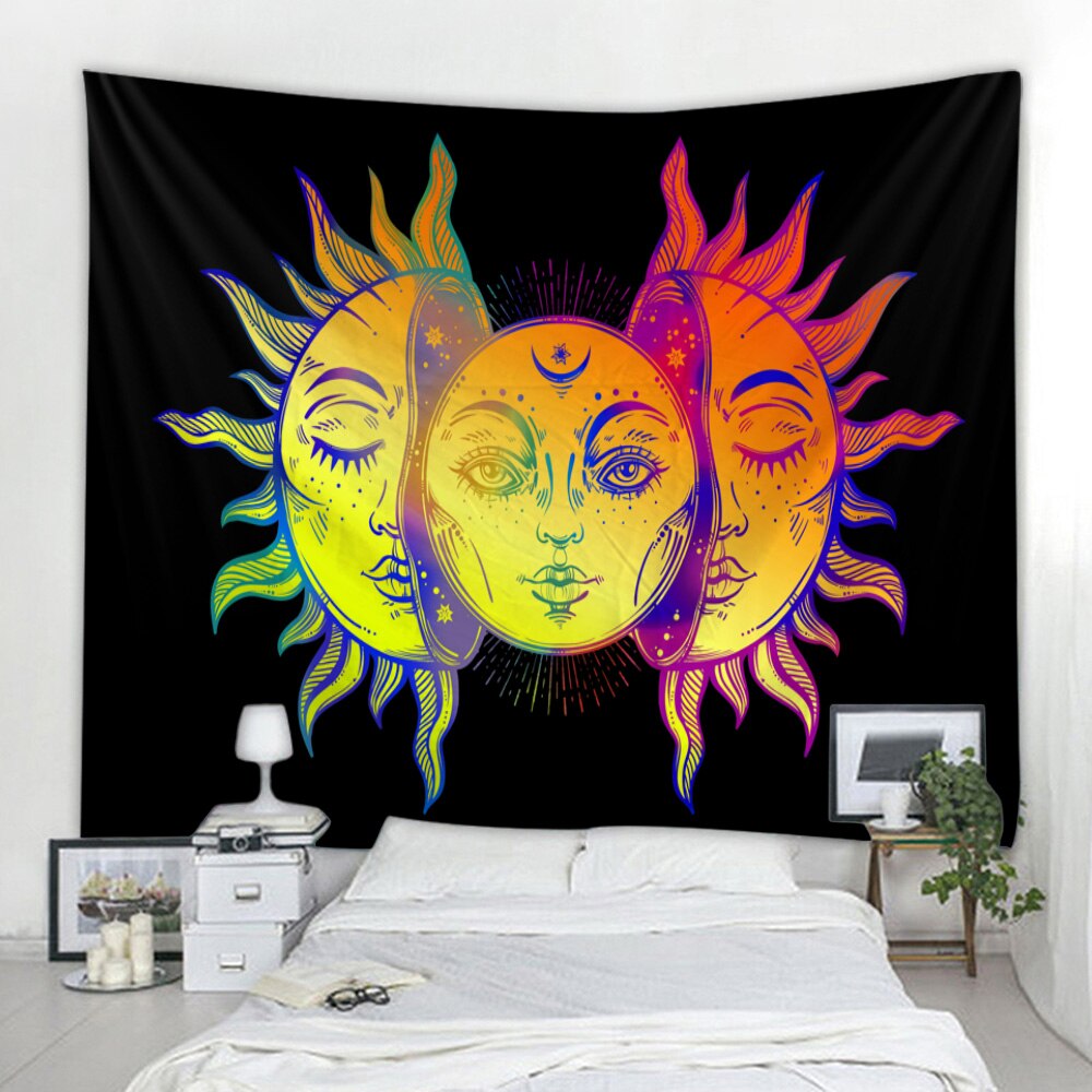 Skorter | Beautiful psychedelic face print large wall-mounted cheap hippie wall tapestry bohemian wall tapestry mandala wall art decoration