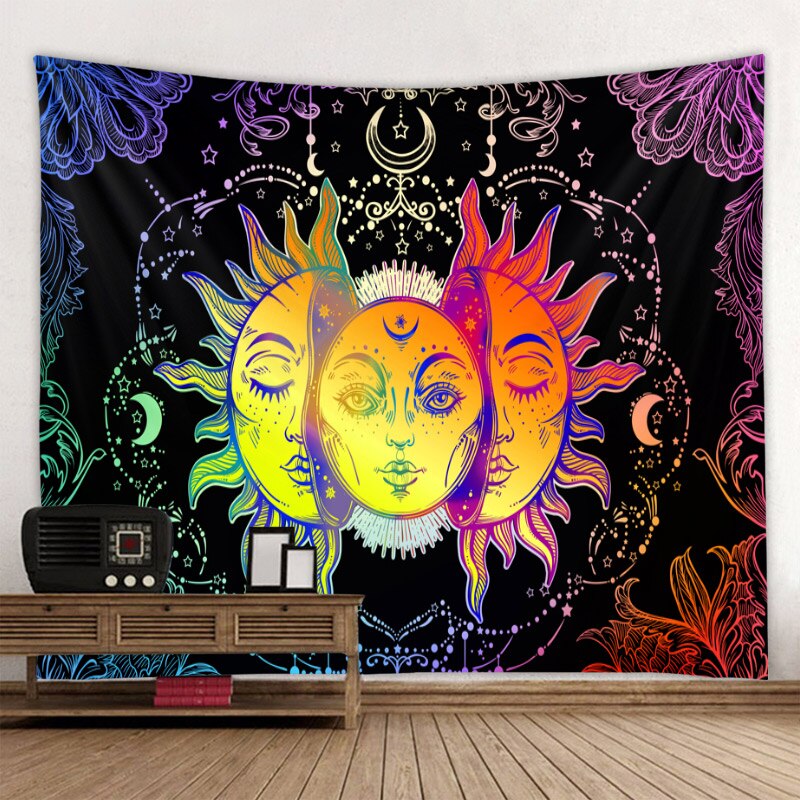 Skorter | Beautiful psychedelic face print large wall-mounted cheap hippie wall tapestry bohemian wall tapestry mandala wall art decoration