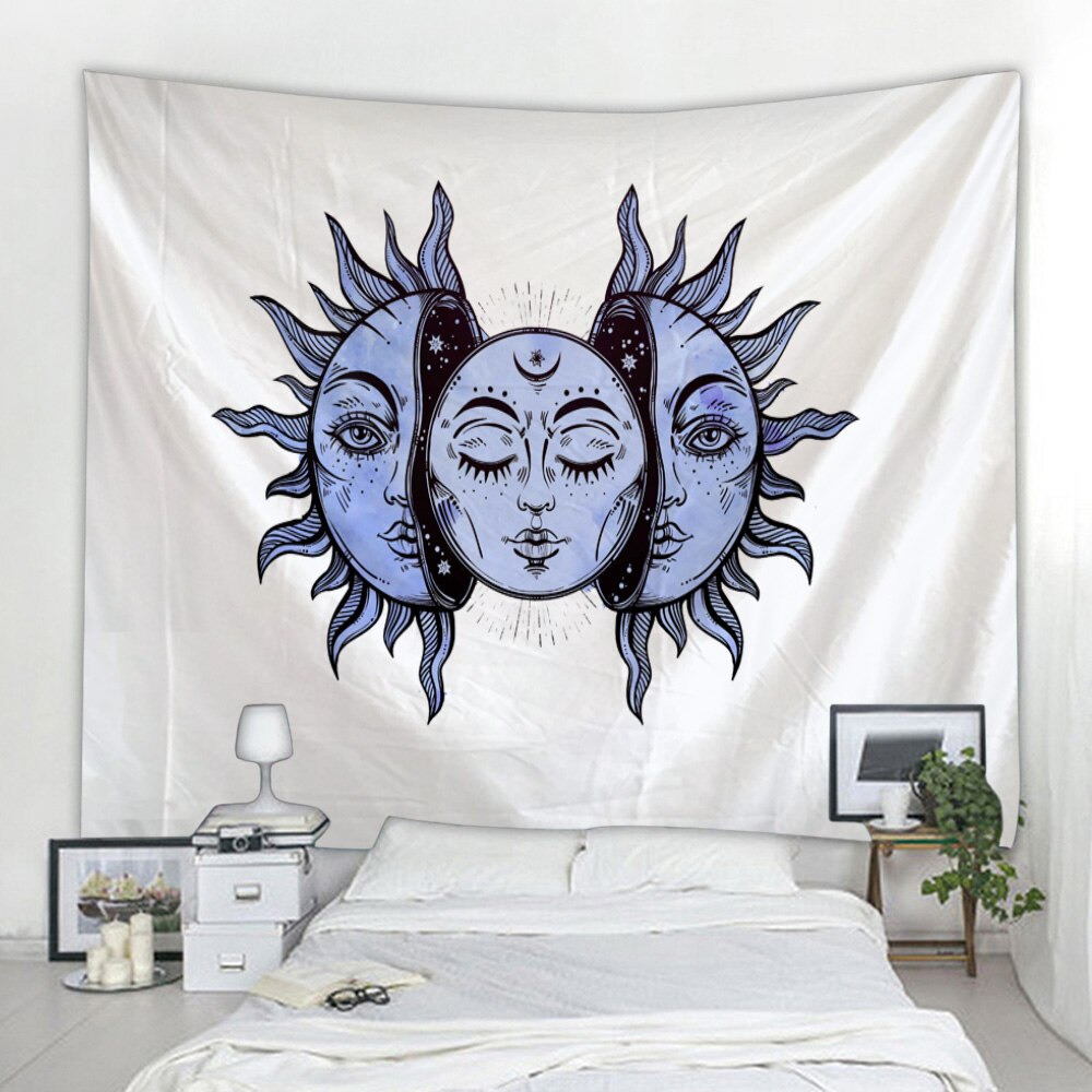 Skorter | Beautiful psychedelic face print large wall-mounted cheap hippie wall tapestry bohemian wall tapestry mandala wall art decoration