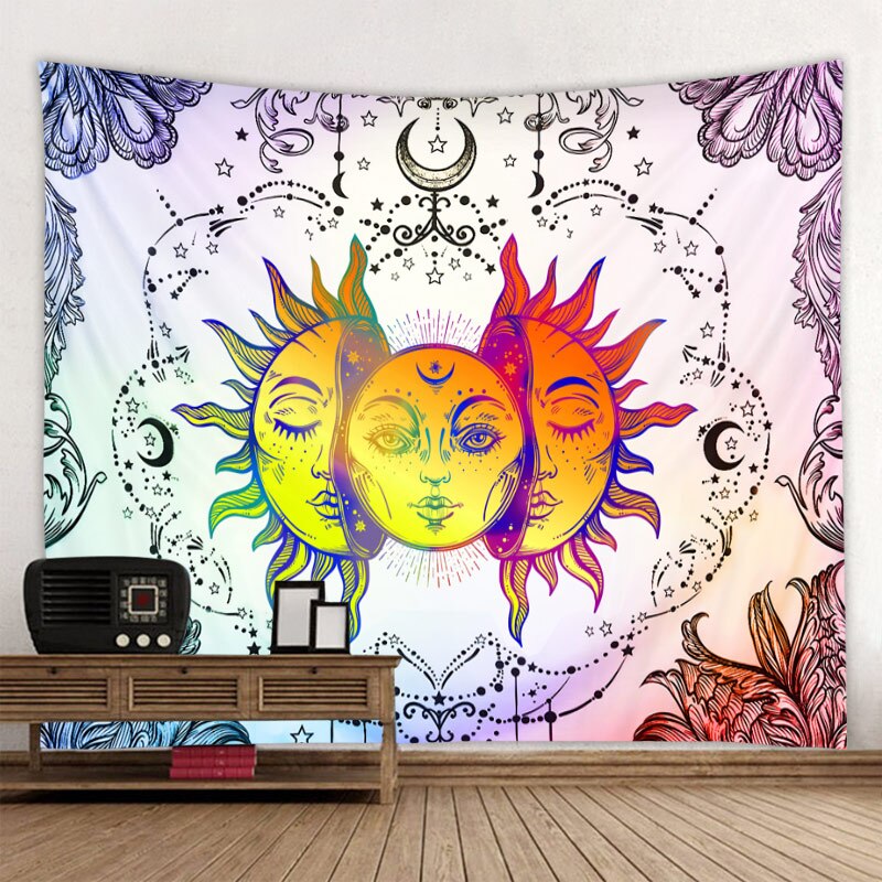 Skorter | Beautiful psychedelic face print large wall-mounted cheap hippie wall tapestry bohemian wall tapestry mandala wall art decoration