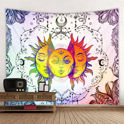Skorter | Beautiful psychedelic face print large wall-mounted cheap hippie wall tapestry bohemian wall tapestry mandala wall art decoration