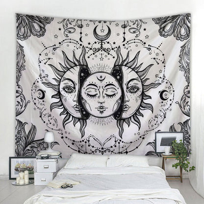 Skorter | Beautiful psychedelic face print large wall-mounted cheap hippie wall tapestry bohemian wall tapestry mandala wall art decoration