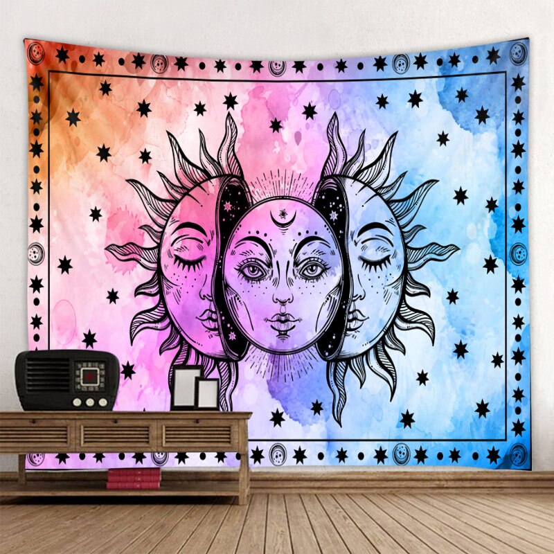 Skorter | Beautiful psychedelic face print large wall-mounted cheap hippie wall tapestry bohemian wall tapestry mandala wall art decoration