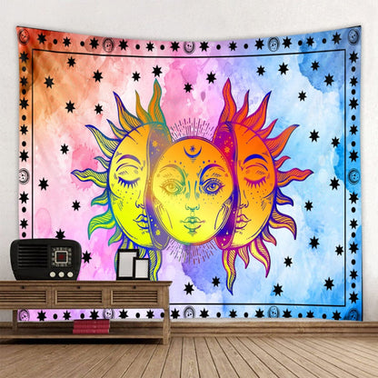 Skorter | Beautiful psychedelic face print large wall-mounted cheap hippie wall tapestry bohemian wall tapestry mandala wall art decoration