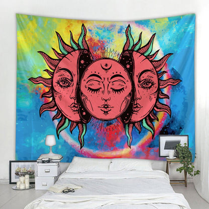 Skorter | Beautiful psychedelic face print large wall-mounted cheap hippie wall tapestry bohemian wall tapestry mandala wall art decoration