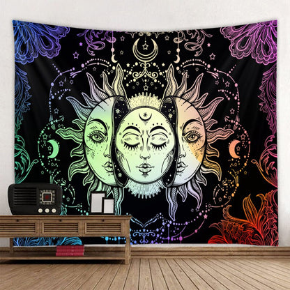Skorter | Beautiful psychedelic face print large wall-mounted cheap hippie wall tapestry bohemian wall tapestry mandala wall art decoration