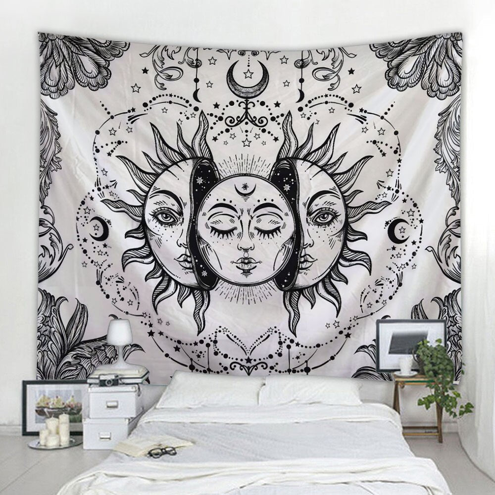 Skorter | Beautiful psychedelic face print large wall-mounted cheap hippie wall tapestry bohemian wall tapestry mandala wall art decoration