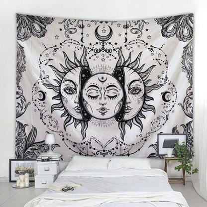 Skorter | Beautiful psychedelic face print large wall-mounted cheap hippie wall tapestry bohemian wall tapestry mandala wall art decoration