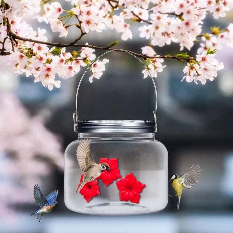 skorter | Beautiful Mason Jar Hummingbird Feeder With Three Openings