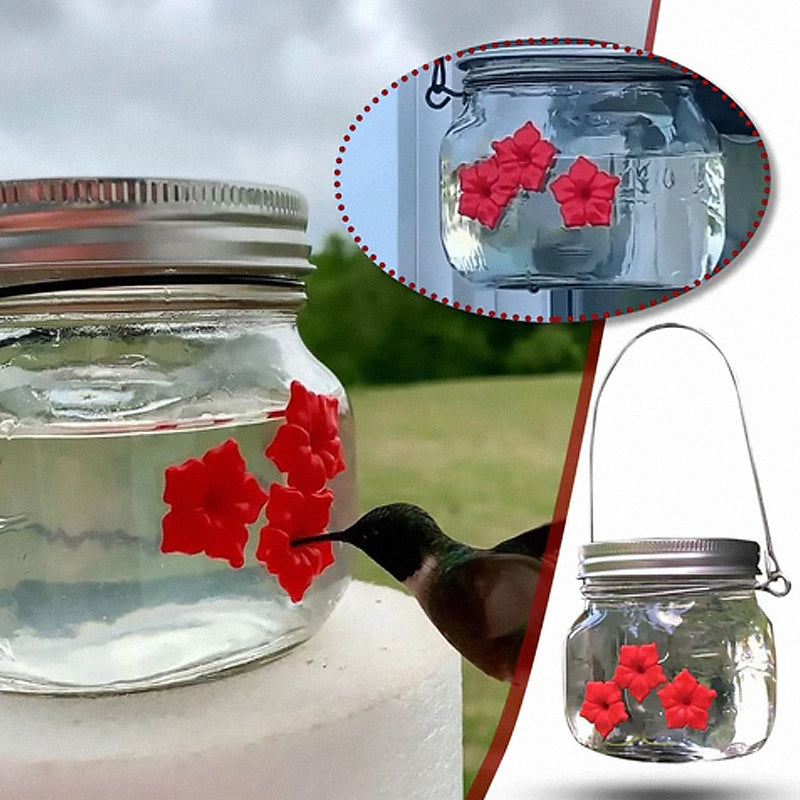 skorter | Beautiful Mason Jar Hummingbird Feeder With Three Openings