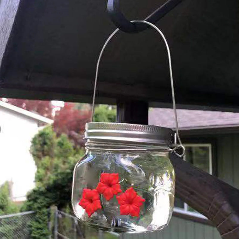 skorter | Beautiful Mason Jar Hummingbird Feeder With Three Openings