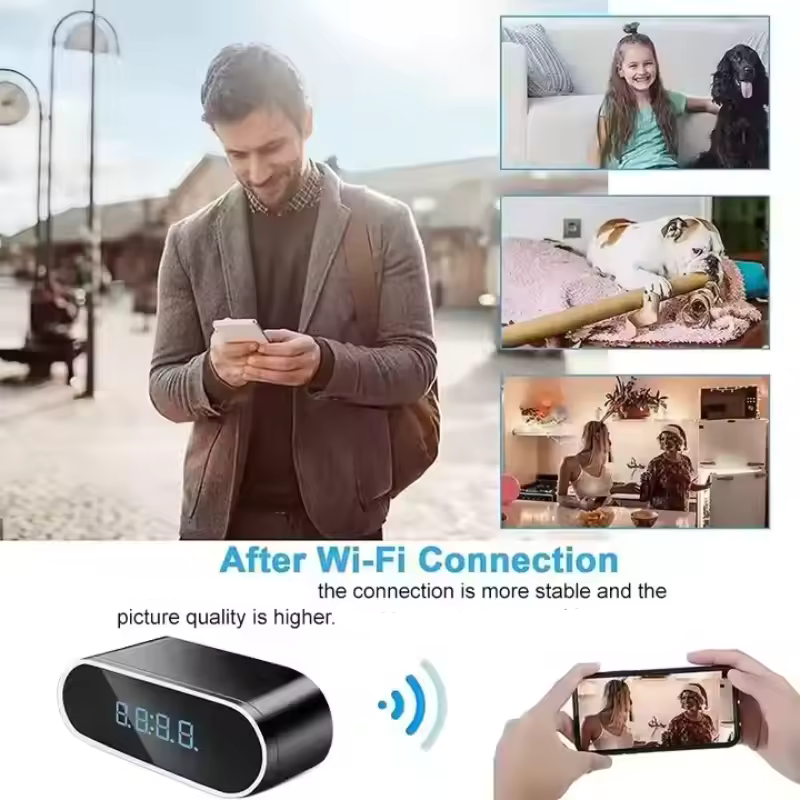 Skorter | Nightstand Clock Video Camera with Night Vision and Motion Detection WIFI Control