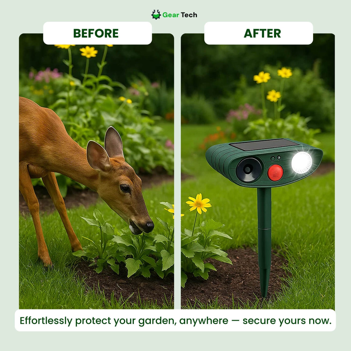 Skorter | Solar-Powered Ultrasonic Deer Repeller - Effective Deer Deterrent for Gardens & Yards in 48 Hours