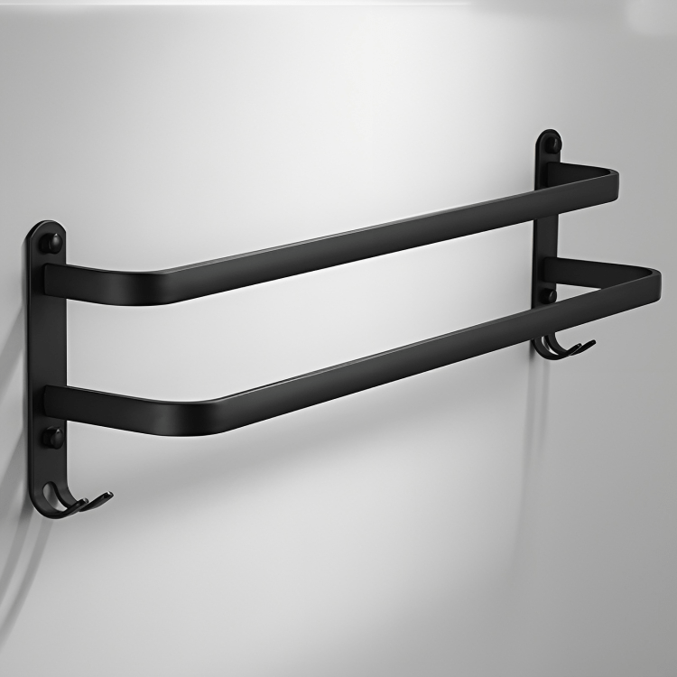 Skorter | FlexRack Wall-Mounted Bathroom Storage Shelf with Towel Holder – Space-Saving Aluminium Rack
