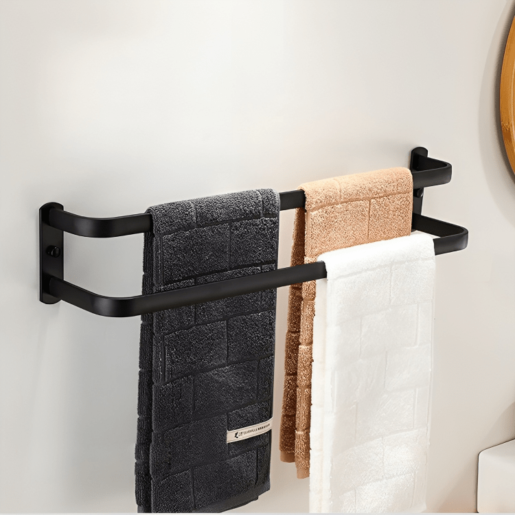 Skorter | FlexRack Wall-Mounted Bathroom Storage Shelf with Towel Holder – Space-Saving Aluminium Rack