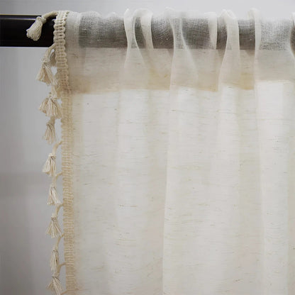 Skorter | Boho Cotton-Linen Semi-Sheer Curtains