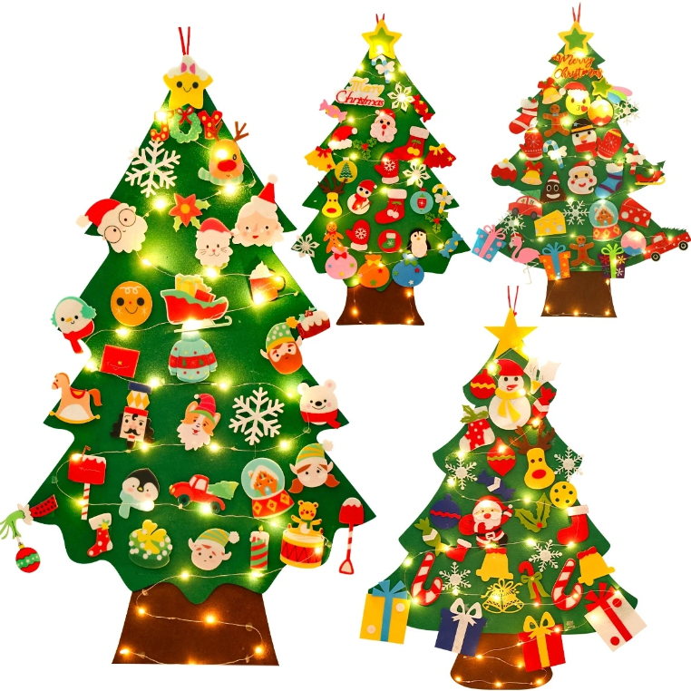 Skorter | Felt Christmas Tree for Kids – Montessori Learning Toy with 32 Ornaments