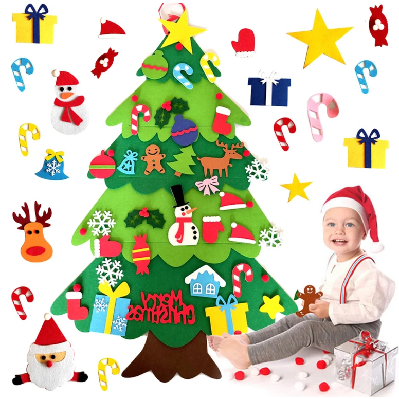 Skorter | Felt Christmas Tree for Kids – Montessori Learning Toy with 32 Ornaments