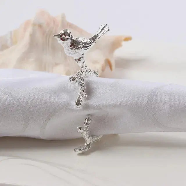 Skorter | Bird & Flower Napkin Rings - 4 Pieces
