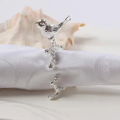 Skorter | Bird & Flower Napkin Rings - 4 Pieces