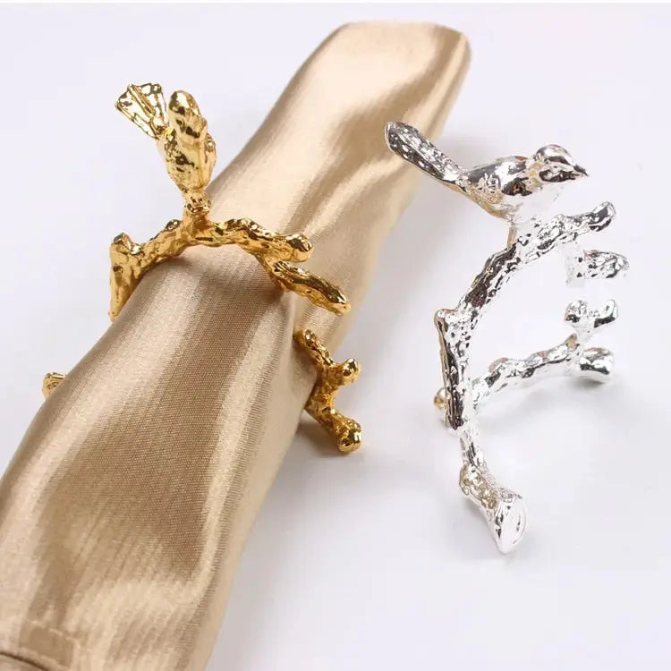 Skorter | Bird & Flower Napkin Rings - 4 Pieces