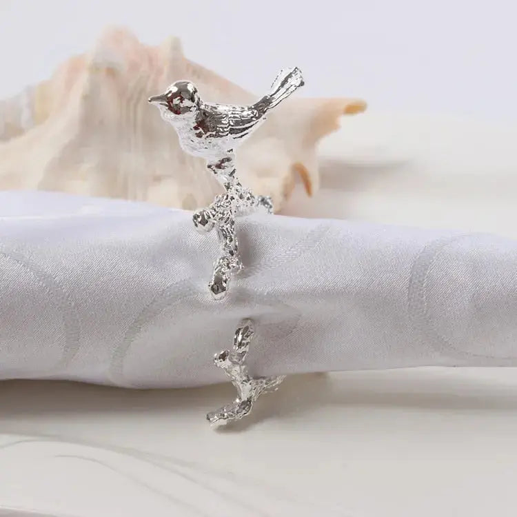 Skorter | Bird & Flower Napkin Rings - 4 Pieces