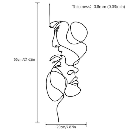 Skorter | Black Metal Wall Art Wall Decoration Abstract Iron Wall Sculpture Minimalist Face Line Home Decor Craftsmanship